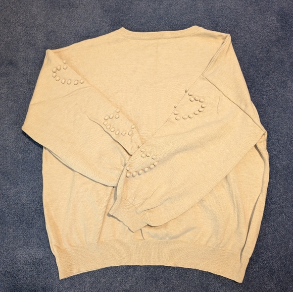 Pepaloves Heart Pom Pom Sweater in Oatmeal - Picture 6 of 6